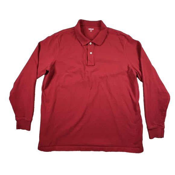 Lands' End Other - Land's End Men's XLT Red‎ Polo Traditional Fit Cotton LS SEE DESCRIPTION